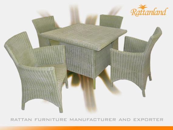 Dina Wicker Set (Green White Wash)